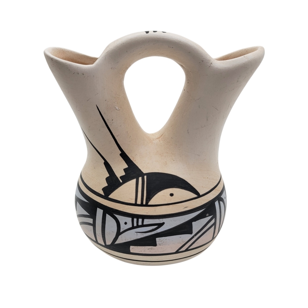 Pueblo Wedding Vase Small Native American 5.5 inch tall Pottery Signed Lynn
